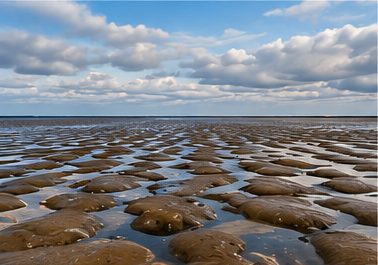 Nordsee-Watt mit braunem Küstenwasser