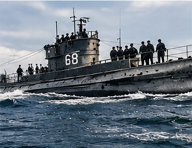 U-Boot U 68 auf See – Symbolbild zur Rettungsfahrt