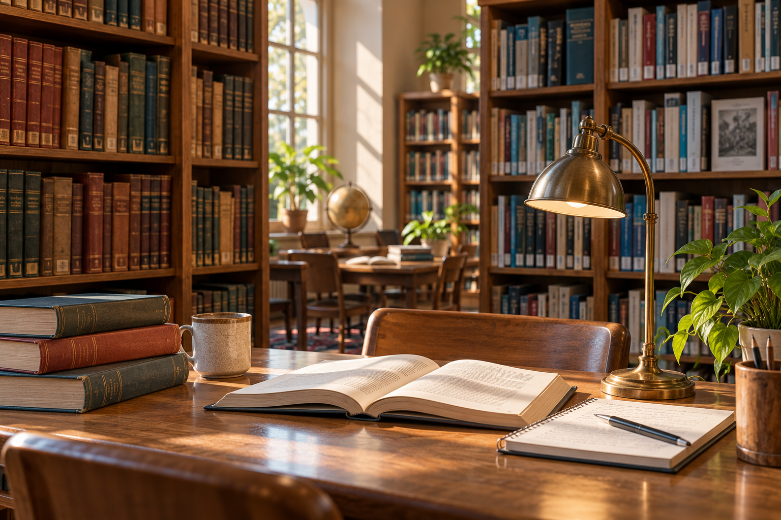 Tag der Bibliotheken 2026: geöffnete Fachliteratur und Notizen an einem Bibliotheksplatz